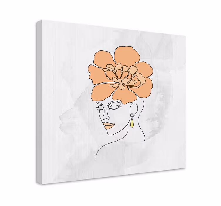 Kunst auf leinwand elegantes florales porträt - TenStickers