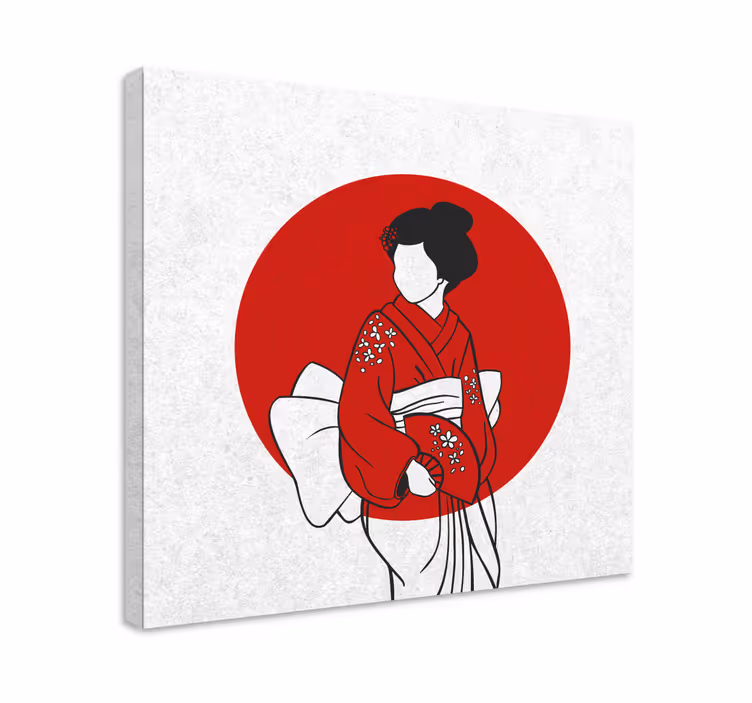 Leinwandbild oriental mit traditioneller kimono-eleganz - TenStickers