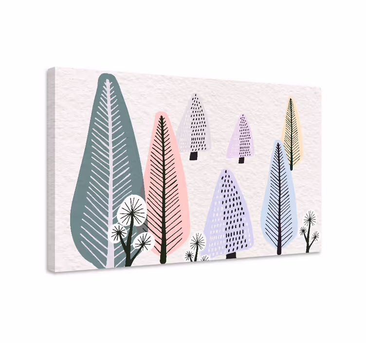 Wandbild Baum skandinavischer bunter wald - TenStickers