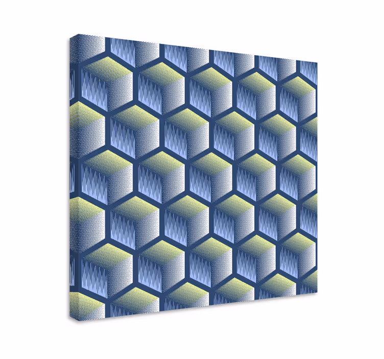 Geometrische wandbilder im hexagonalen würfelmuster - TenStickers