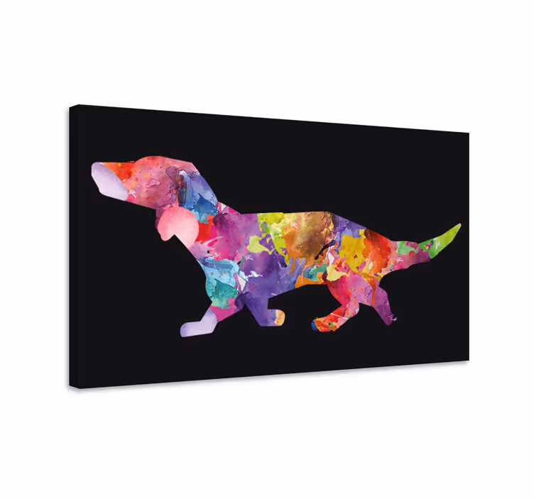 Wandbilder modern Bunte hundemalerei in schwarz - TenStickers