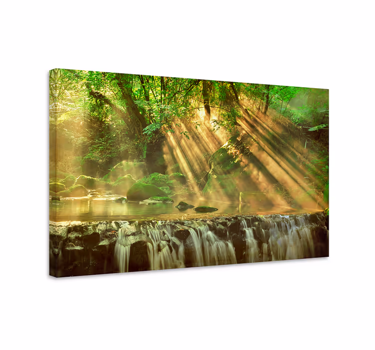 Wandbilder Landschaft Malerischer wald kleiner wasserfall - TenStickers