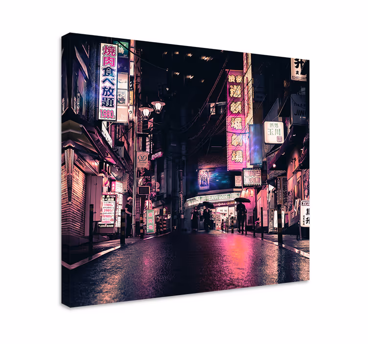 Leinwandbild neonstadt straßen - TenStickers