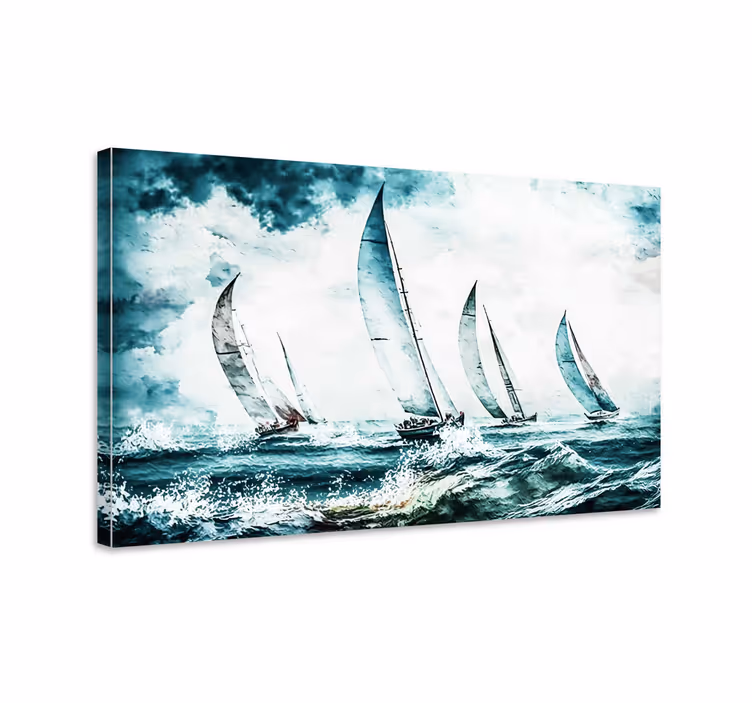 Wandbilder Esszimmer pintura veleros en el mar - TenStickers