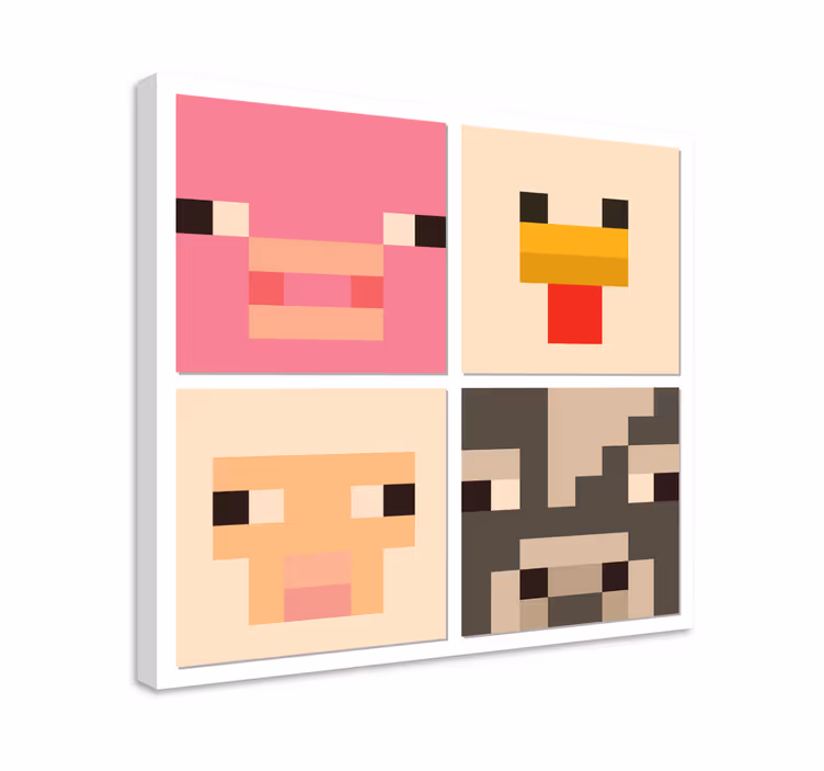 Videospiele Leinwandbilder pixel Kunst Tiergesichter - TenStickers
