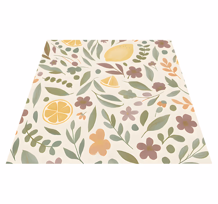 Vinyl Teppich Terrasse zitronen-blumenmuster - TenStickers