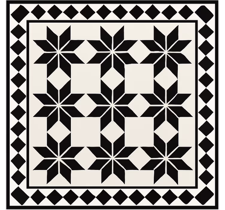 Vinyl Teppich Küche monochromes sternfliesenmuster - TenStickers