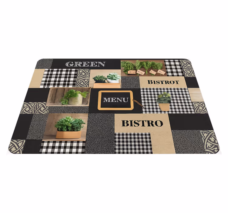 Vinyl teppich küche schwarz weiß bistro - TenStickers