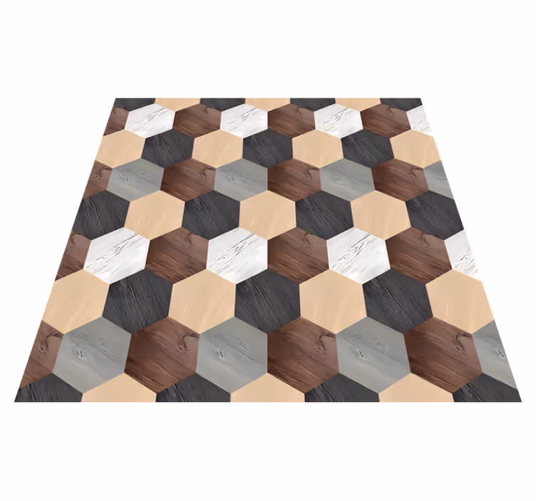 Vinyl teppich küche mit gemischten holzhexagonen - TenStickers