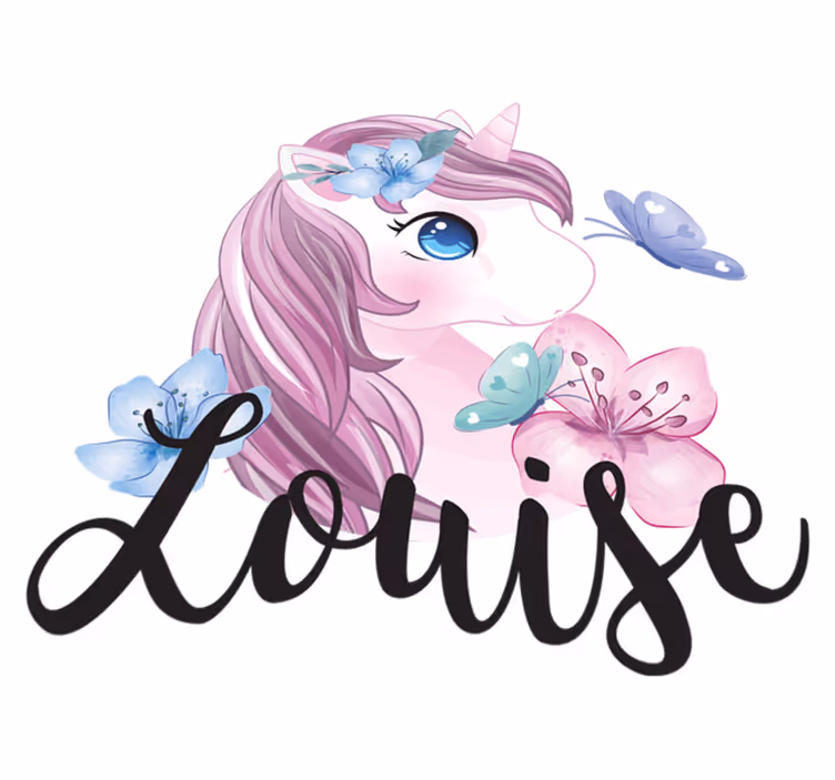 Vinyl teppich tiere großes augen einhorn mit schmetterling - TenStickers
