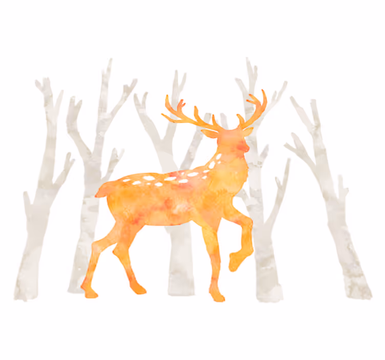 Vinyl teppich tiere reh im winterstil - TenStickers