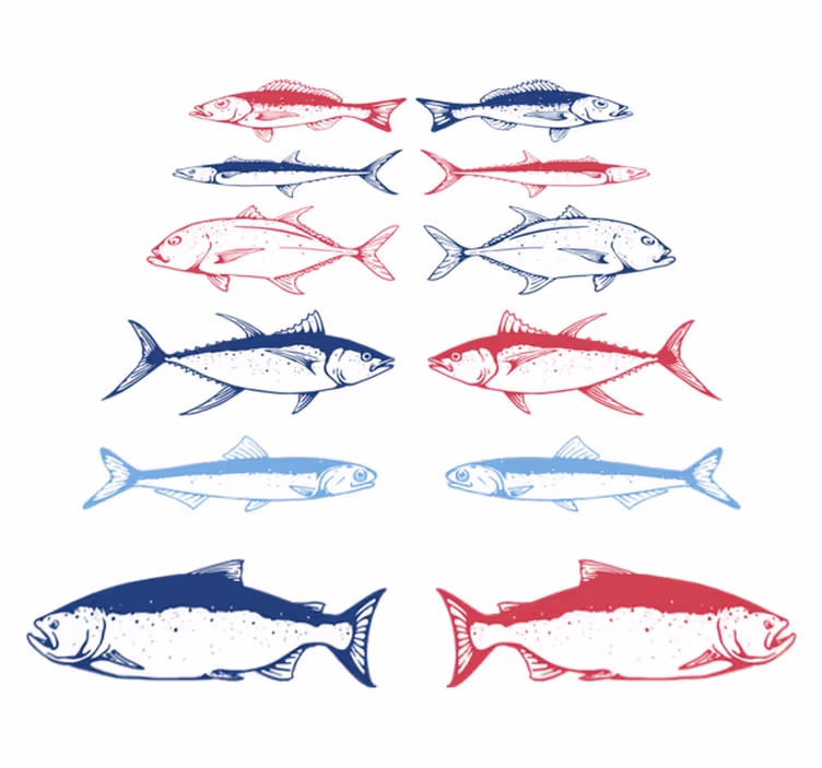 Vinyl teppich tiere handgezeichnete fische muster - TenStickers