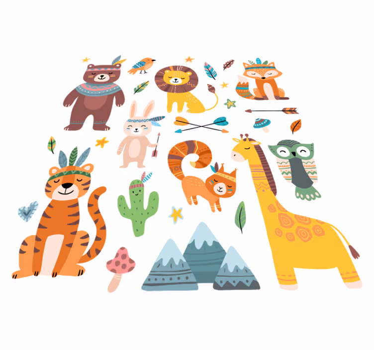 Vinyl teppich tiere für baby wildtiere - TenStickers