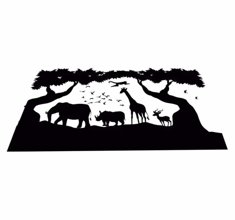 Vinyl teppich tiere schwarz-weiß savanne - TenStickers