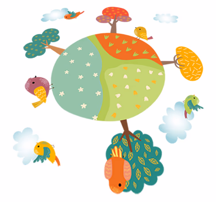 Vinyl teppich tiere frühling weißer kreis - TenStickers