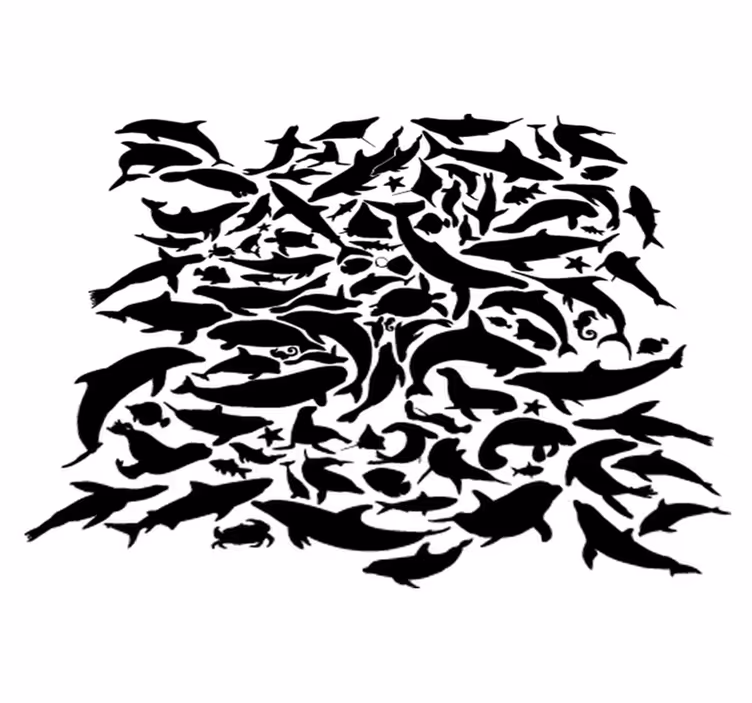 Vinyl teppich tiere marine schwarze tiere - TenStickers