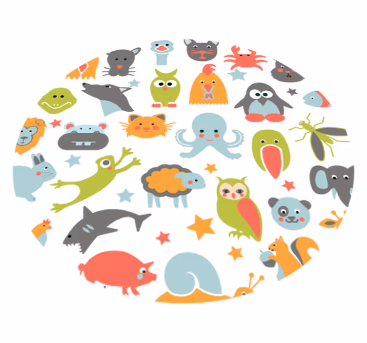 Vinyl teppich tiere im kreis - TenStickers
