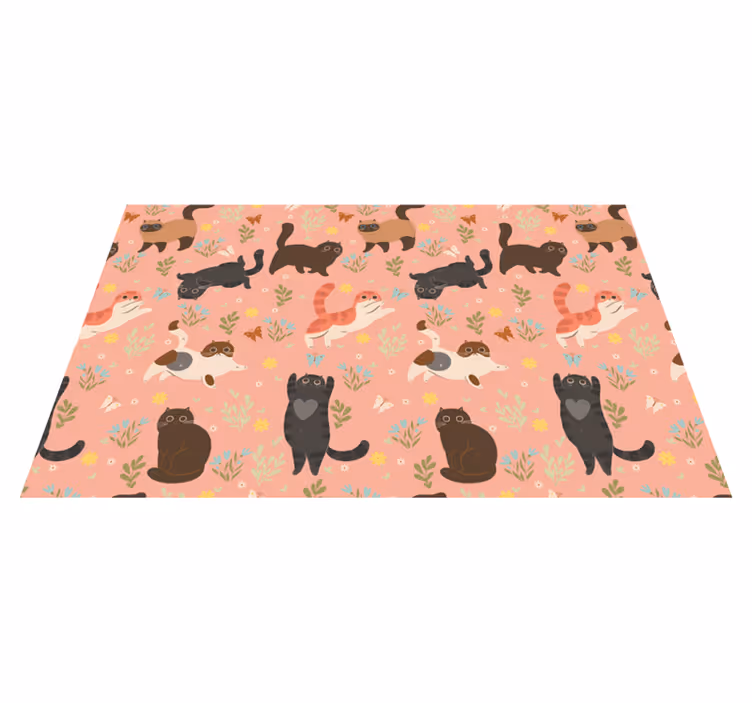 Vinyl teppich tiere katzen nahtloses muster - TenStickers