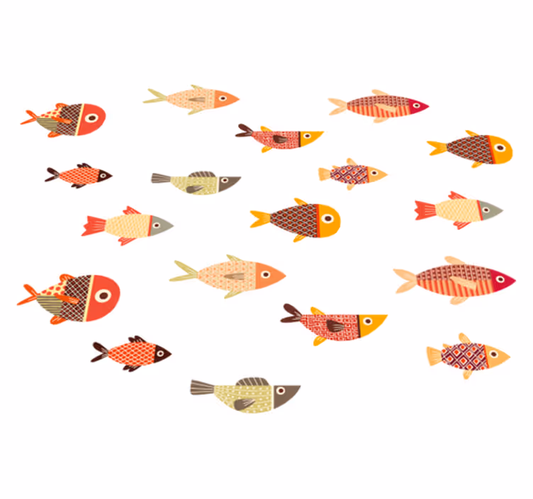 Vinyl teppich tiere rund bunte fische - TenStickers