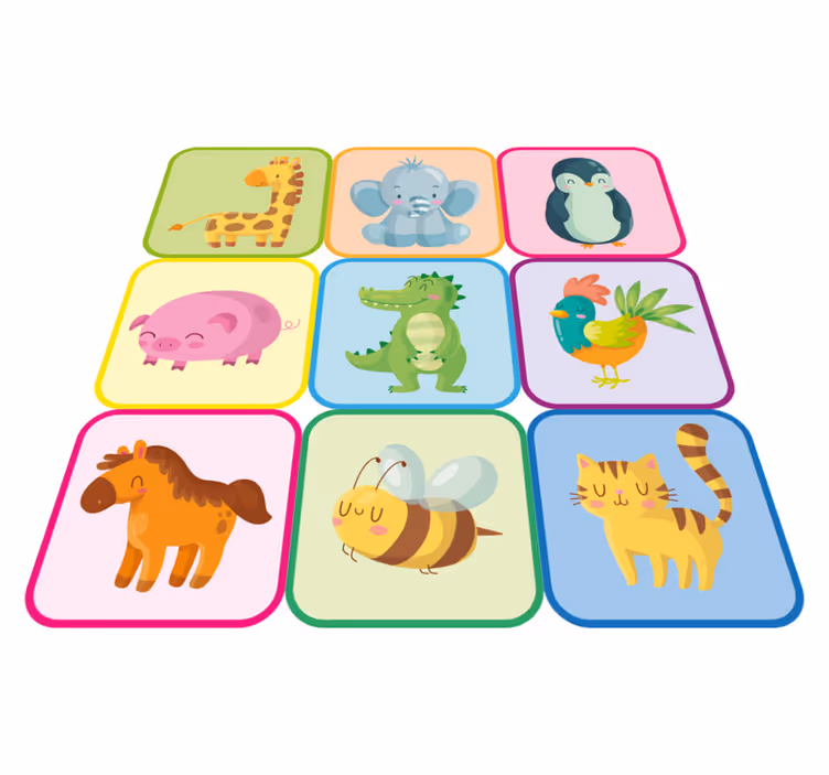 Vinyl teppich tiere bunte fliesen - TenStickers