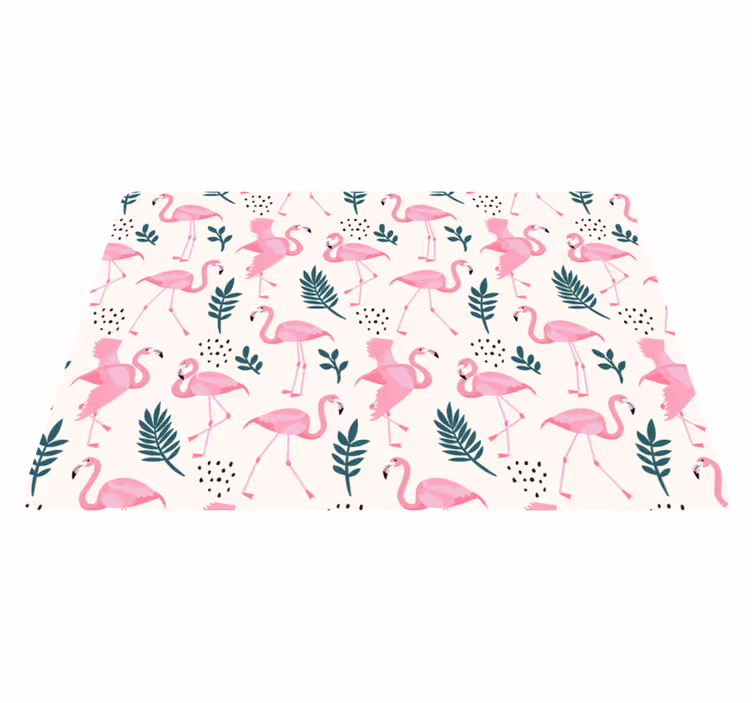 Vinyl teppich tiere mit flamingomuster und blättern - TenStickers