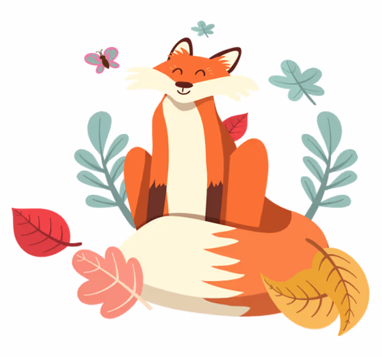 Vinyl teppich tiere fuchs mit herbstblättern - TenStickers
