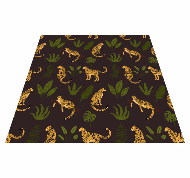 Vinyl teppich tiere im dunklen botanischen leopardenmuster - TenStickers