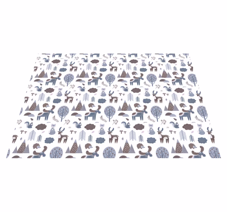 Vinyl teppich tiere in nordischem grau - TenStickers