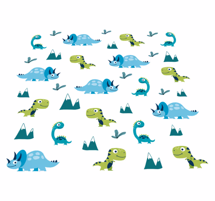 Vinyl teppich tiere nordic dinosaurier bergset - TenStickers