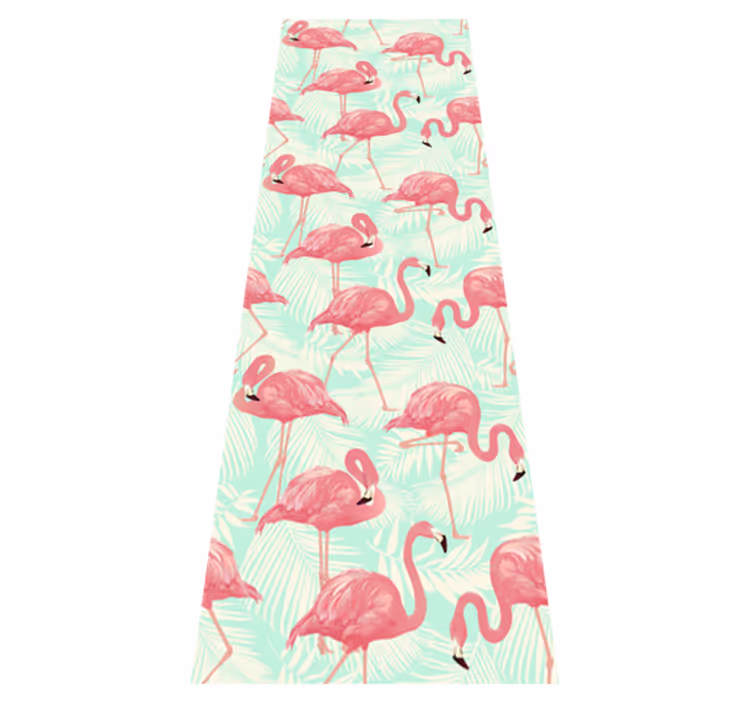 Vinyl teppich tiere mit gezeichneten rosa flamingos - TenStickers