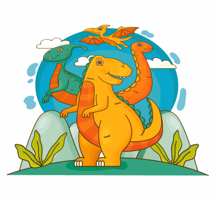 Vinyl teppich tiere dinosaurier im dschungel - TenStickers