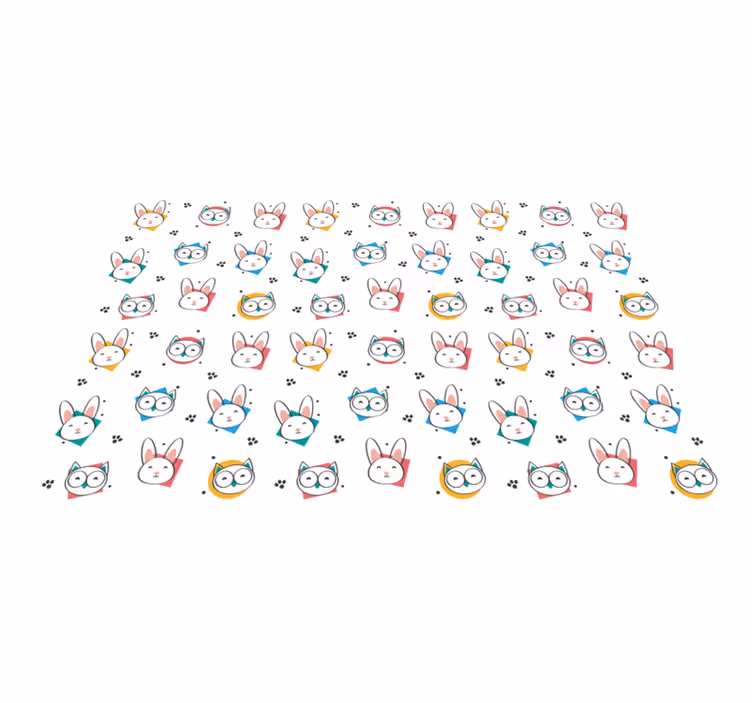 Vinyl teppich tiere eulen und hasen muster - TenStickers