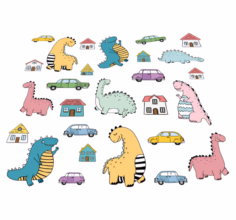 Vinyl teppich tiere nordische dinosaurier set - TenStickers