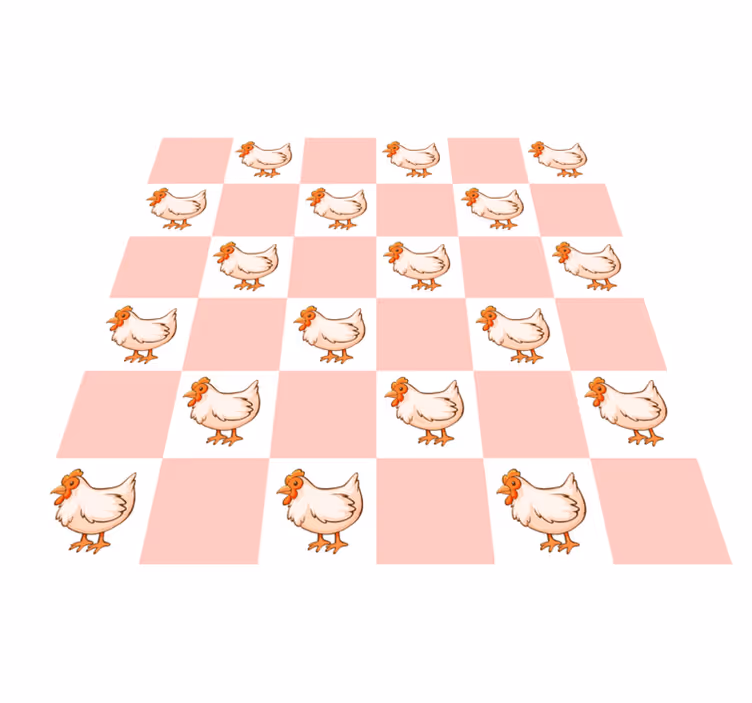 Vinyl teppich tiere rosa quadrate mit hühnern - TenStickers