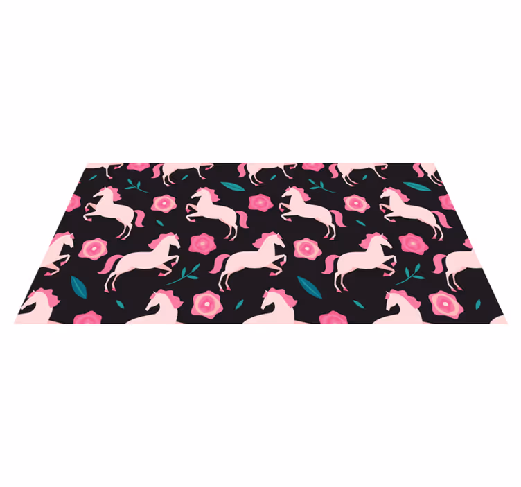 Vinyl teppich tiere mit blumen und pferden - TenStickers