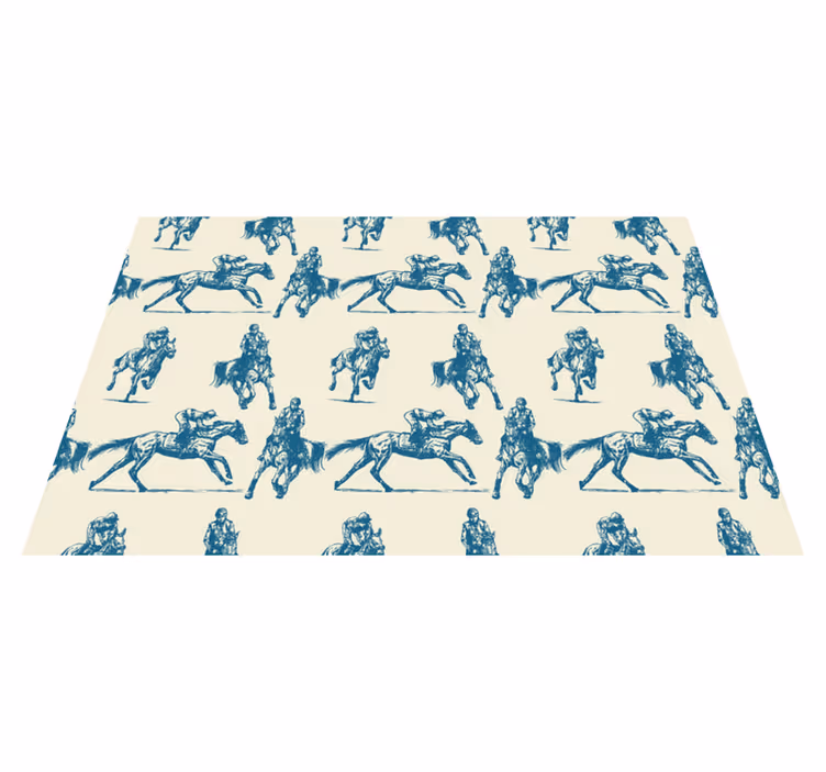 Vinyl teppich tiere mit blau-beigem pferdemuster - TenStickers