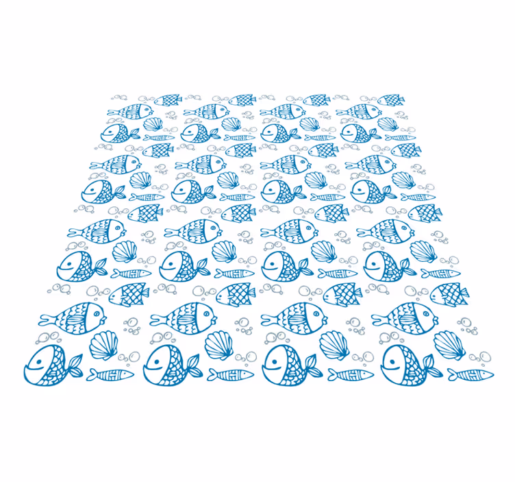 Vinyl teppich tiere mit blauen fischen zeichnung - TenStickers