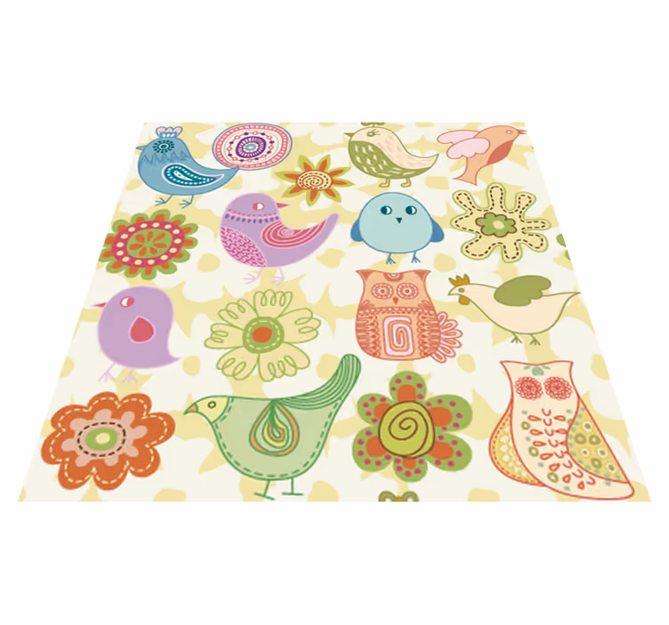 Vinyl teppich tiere mit bunten vogelmotiven - TenStickers