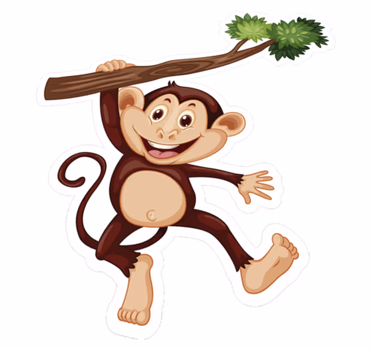 Vinyl teppich tiere frecher affe schwingend - TenStickers
