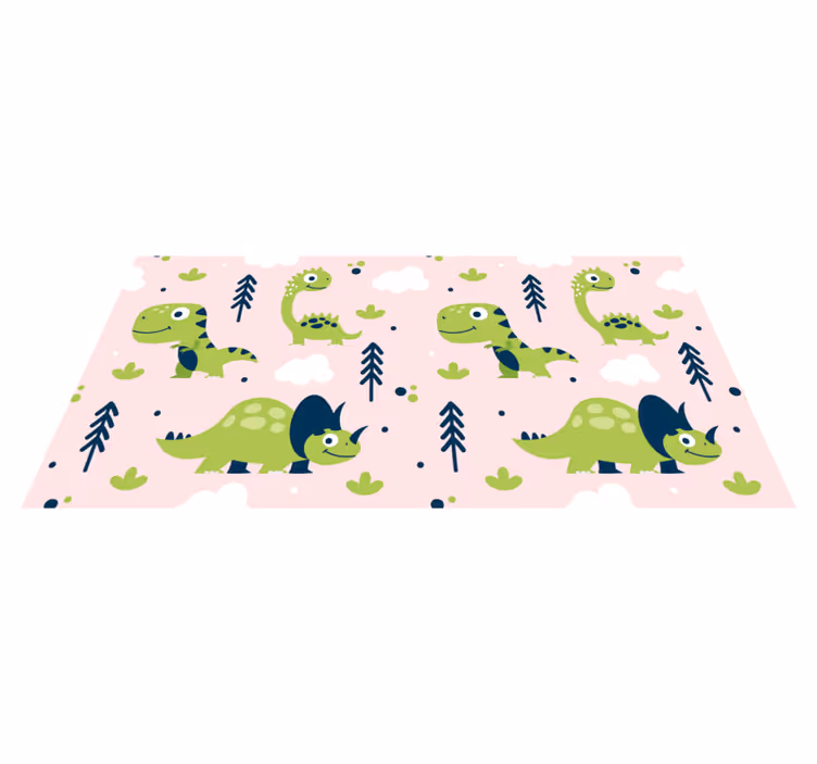 Vinyl teppich tiere verspielt mit dinosauriern - TenStickers