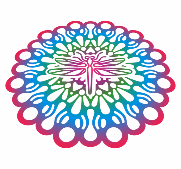 Vinyl teppich tiere buntes libellen mandala - TenStickers