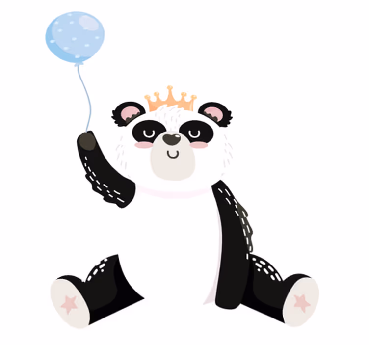 Vinyl teppich tiere mit süßem panda ballon - TenStickers