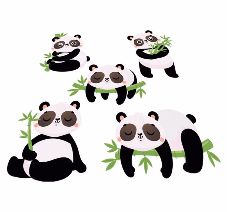 Vinyl teppich tiere mit niedlichen panda illustrationen - TenStickers