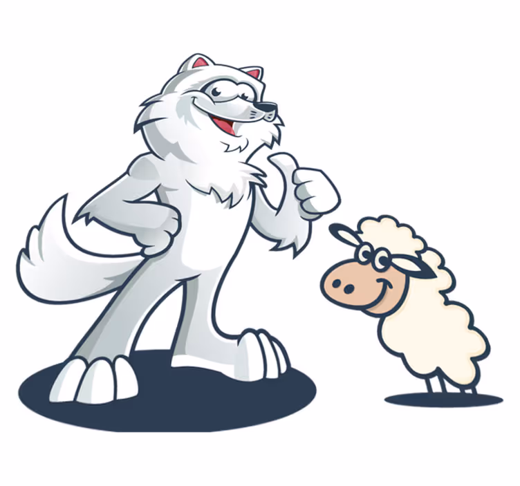 Vinyl teppich tiere fröhlicher wolf charakter - TenStickers