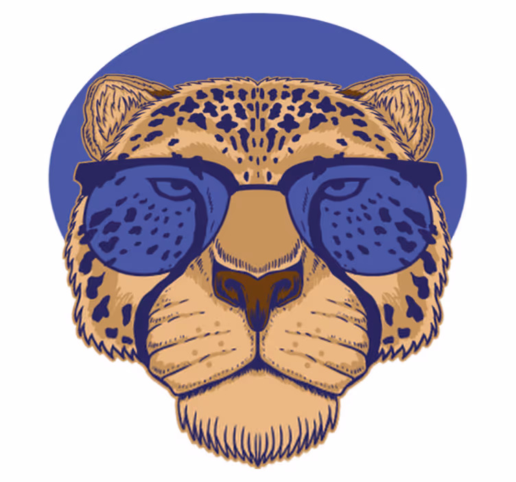 Vinyl teppich tiere leopard mit brille - TenStickers