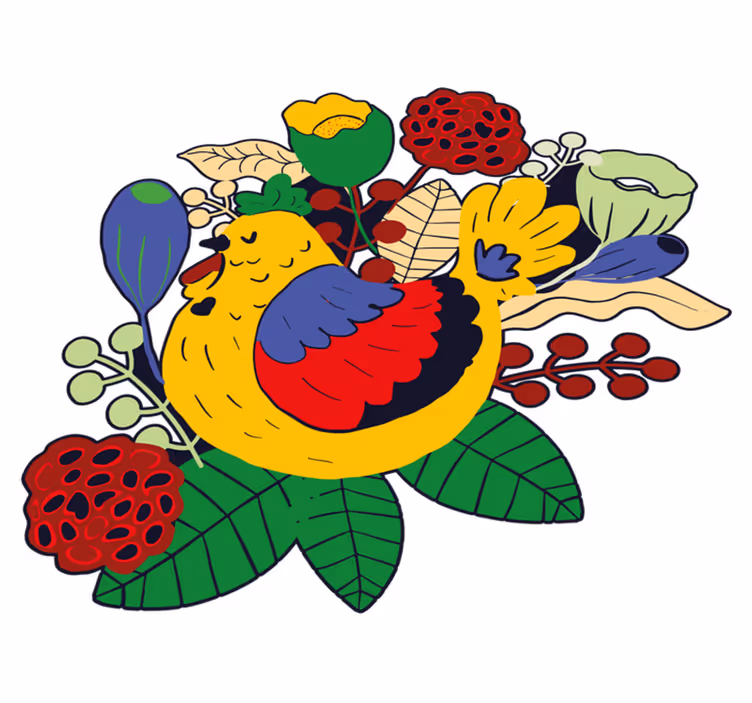 Vinyl teppich tiere mit bunten vögeln und blumen - TenStickers