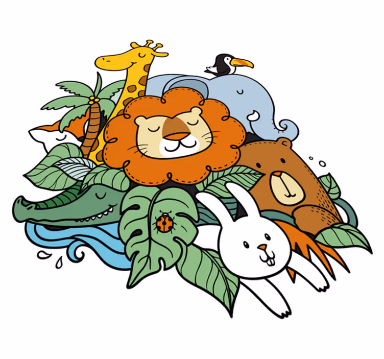 Vinyl teppich tiere verspielt mit tiermotiven - TenStickers