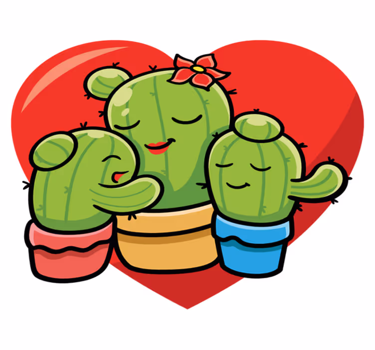 Vinyl teppich tiere familie der kakteen liebe - TenStickers