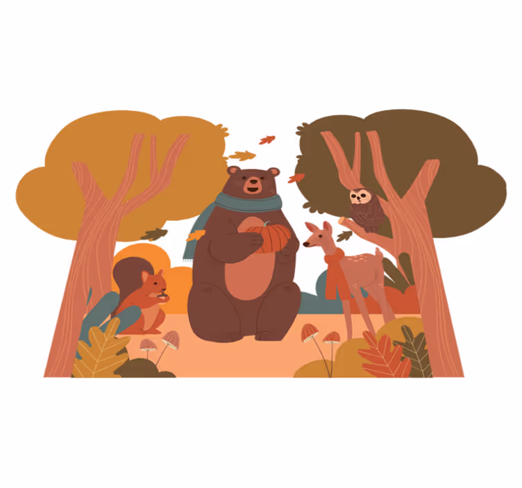 Vinyl teppich tiere herbstwaldtiere - TenStickers
