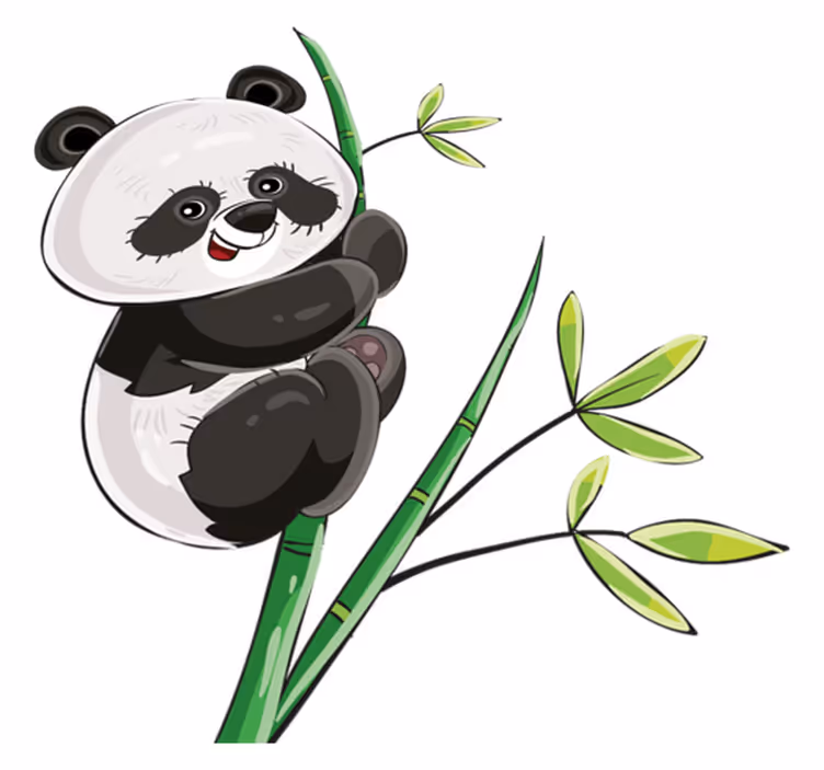 Vinyl teppich tiere panda beim bambus klettern - TenStickers